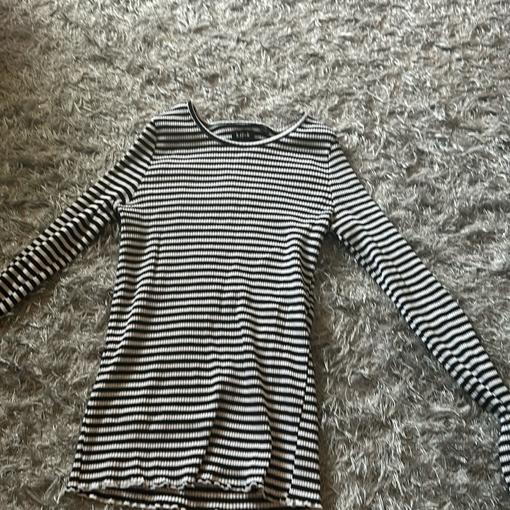 Striped White and Black Long sleeve shirt